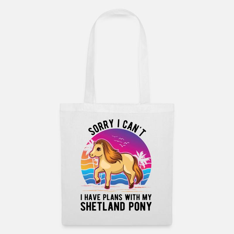 Shetlandpony Shetland-Pony Shetty - Stoffbeutel - Weiß