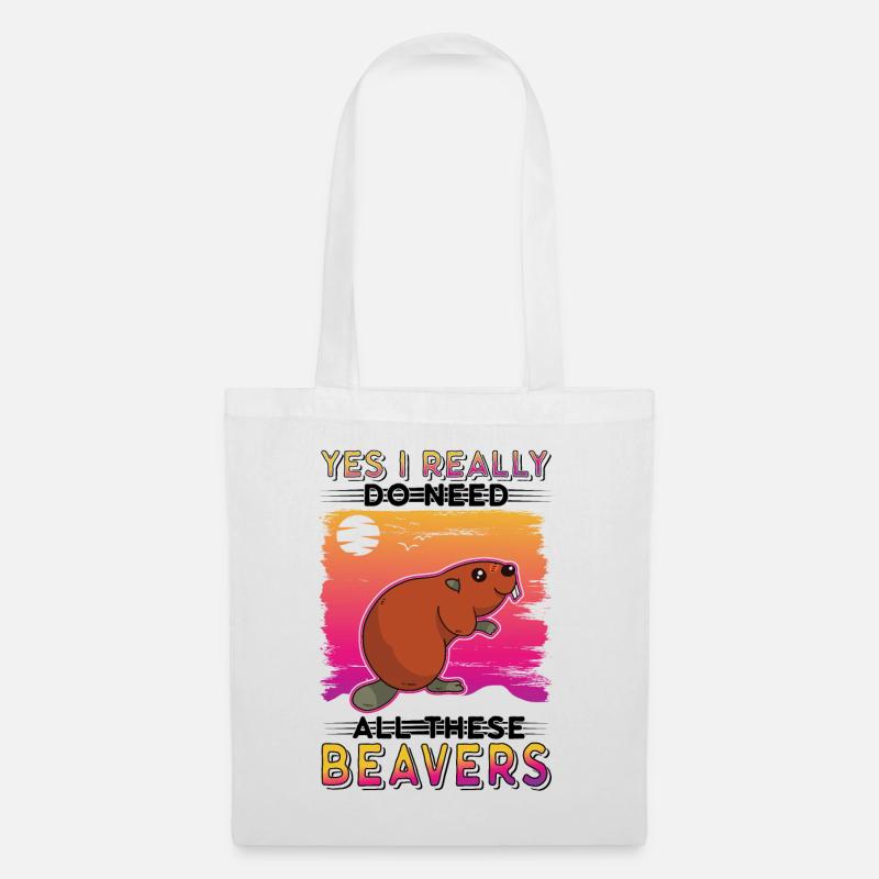 Biber Biberdamm Geschenk Beaver - Stoffbeutel - Weiß