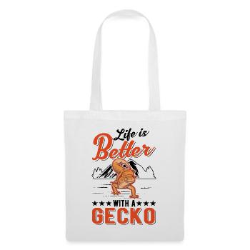 Life is better with a Gecko Leopardgecko - Stoffbeutel - Weiß - Vorne