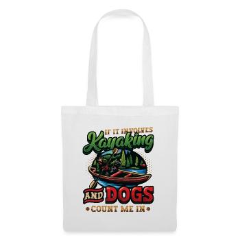 Kayak et chiens, pagaie. - Sac en tissu - blanc - Devant