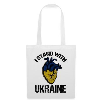 Ich stehe mit der ukrainischen Flagge ukrainisch - Stoffbeutel - Weiß - Vorne