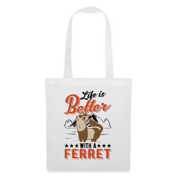 La vie est meilleure avec un furet Frettchen - Sac en tissu - blanc - Devant