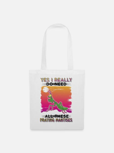 Gottesanbeterin Geschenk Mantis Fangschrecke - Stoffbeutel - Weiß