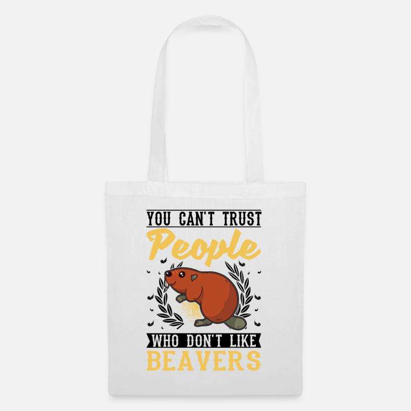 Biber Biberdamm Geschenk Beaver - Stoffbeutel - Weiß
