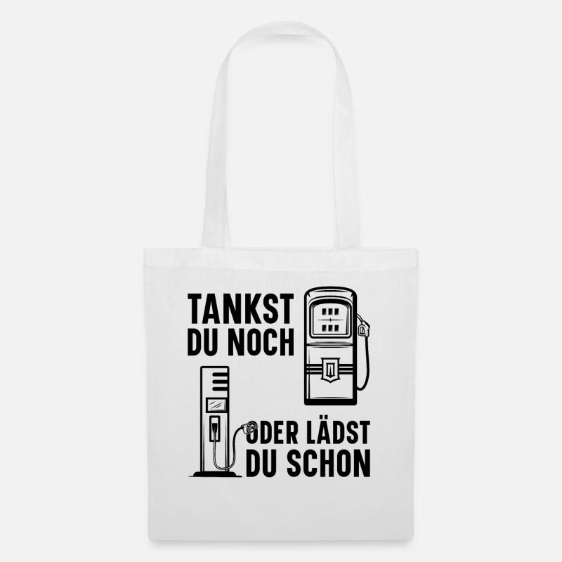 Elektroauto Ladestation E-Auto Tankstelle Elektro - Stoffbeutel - Weiß