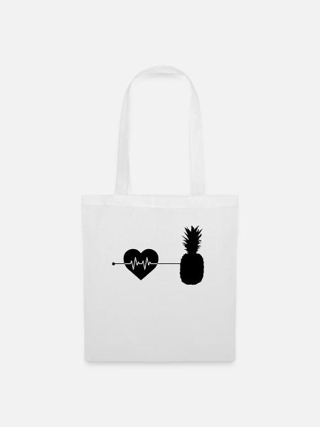 Ananas Herzschlag - Stoffbeutel - Weiß