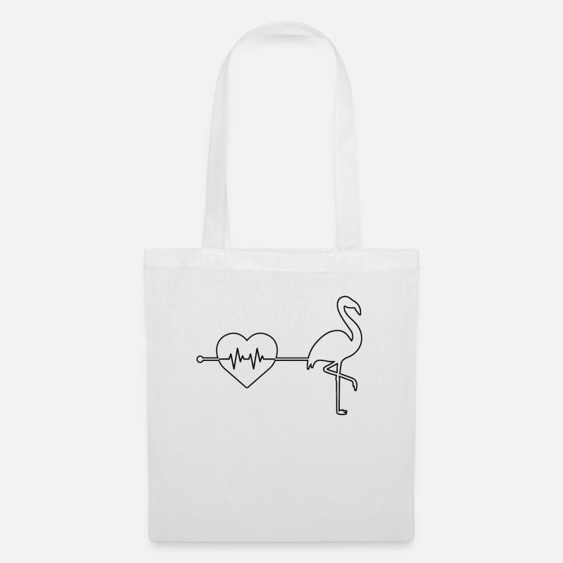 Flamingo Herzschlag - Stoffbeutel - Weiß