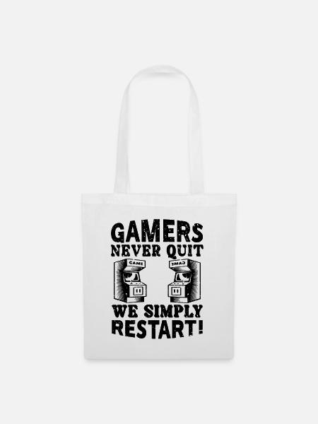Gamers Never Quit Outfit - Stoffbeutel - Weiß