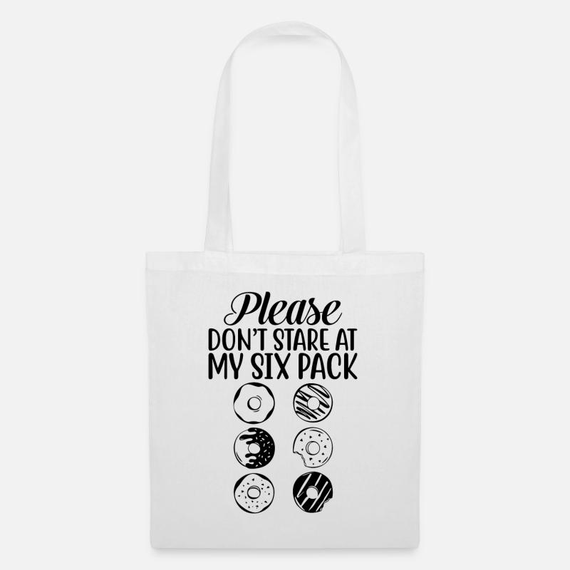 Please Don't Stare At My Sixpack - Stoffbeutel - Weiß
