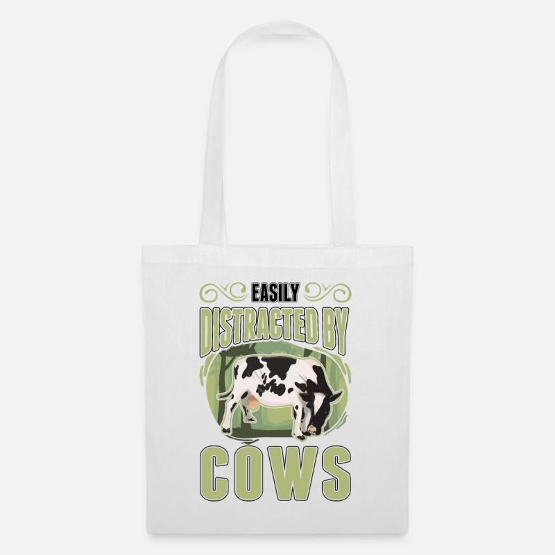 Easily distracted by Cows cow cattle breeder cow - Tote Bag - white