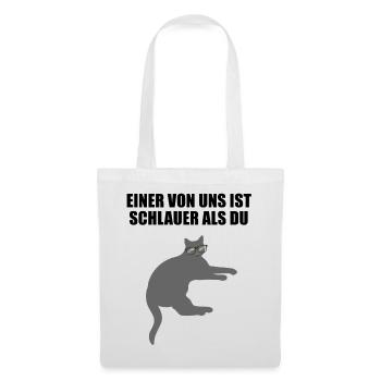 Freche Schlaue Nerd Katze Lustiger Spruch Geschenk - Stoffbeutel - Weiß - Vorne