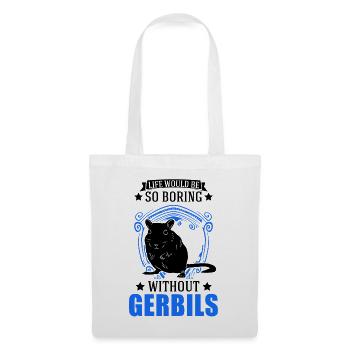 Gerbil Geschenk Mongolische Rennratte Rennmaus - Stoffbeutel - Weiß - Vorne
