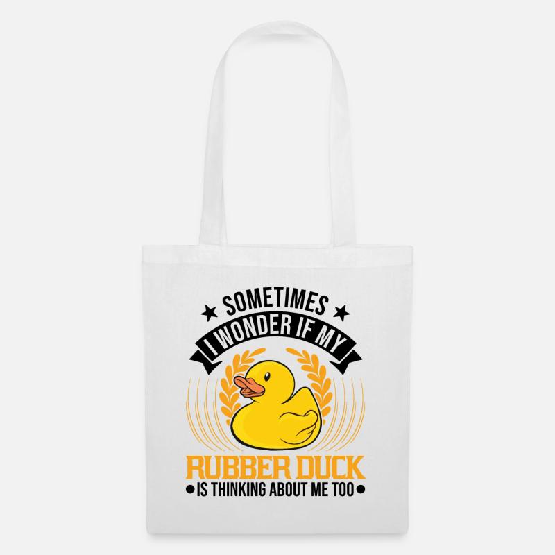 Gummiente Geschenk Quietscheente Badeente - Stoffbeutel - Weiß