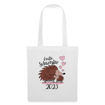 Große Schwester 2023 - Süße Igel Geschenk Idee - Stoffbeutel - Weiß - Vorne