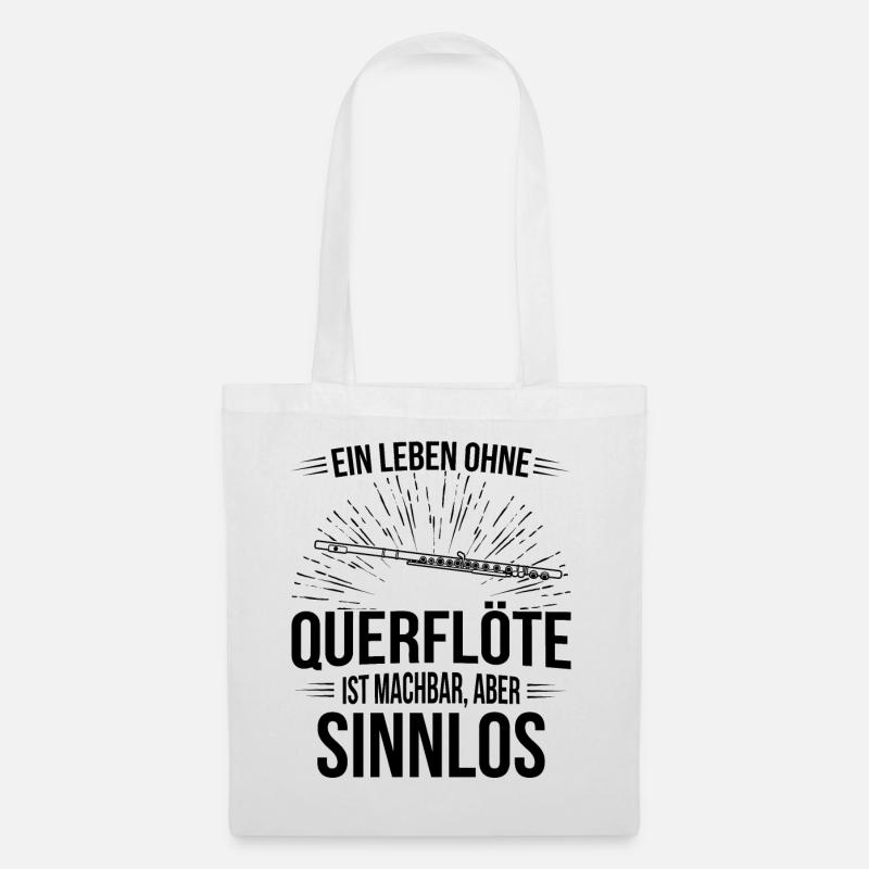 Querflöte Querflötenspieler Querflötist - Stoffbeutel - Weiß
