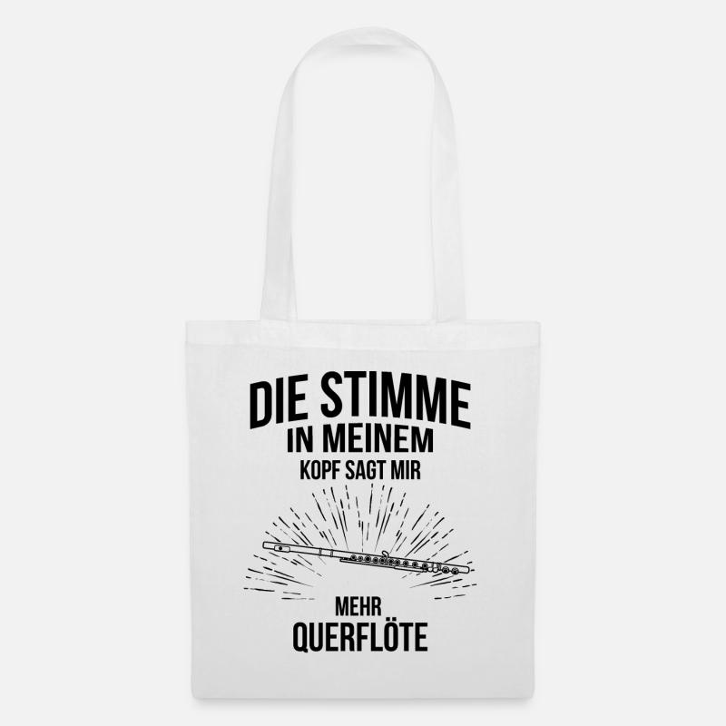 Querflöte Querflötenspieler Querflötist - Stoffbeutel - Weiß