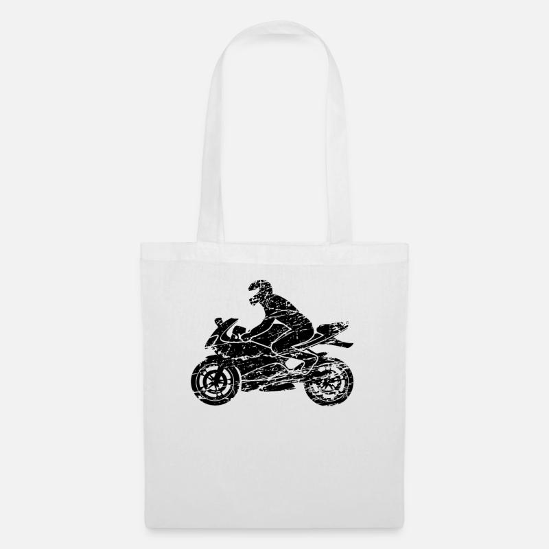 Motorradfahrer Mit Motorradhelm Motorrad Geschenk - Stoffbeutel - Weiß