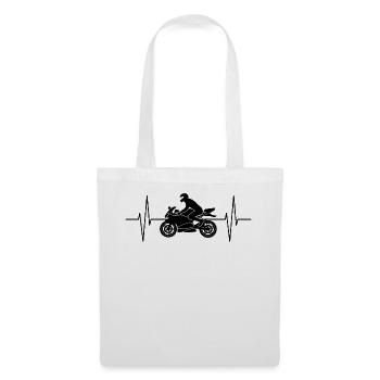 Motorcyclist heartbeat line motorcycle gift - Tote Bag - white - Front