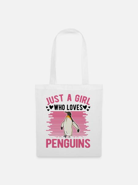 Pinguin Mädchen Penguin - Stoffbeutel - Weiß