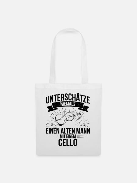 Cello Cellospieler Cellist - Stoffbeutel - Weiß