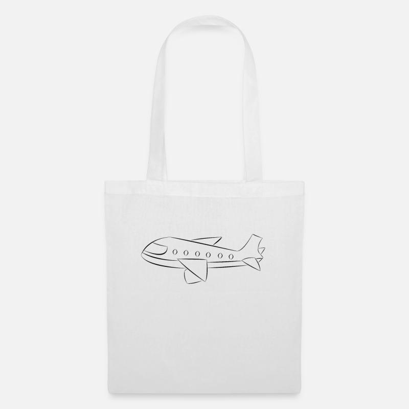 Flugzeug gezeichnet - Stoffbeutel - Weiß