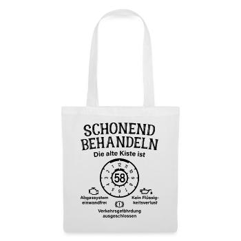 58. Geburtstag Schonend Behandeln Alte Kiste 58 - Stoffbeutel - Weiß - Vorne