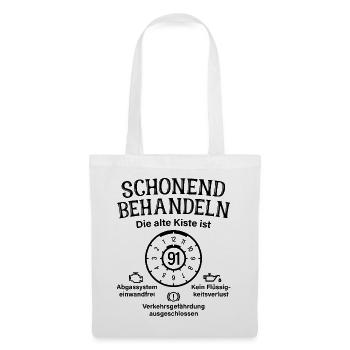 91. Geburtstag Schonend Behandeln Alte Kiste 91 - Stoffbeutel - Weiß - Vorne
