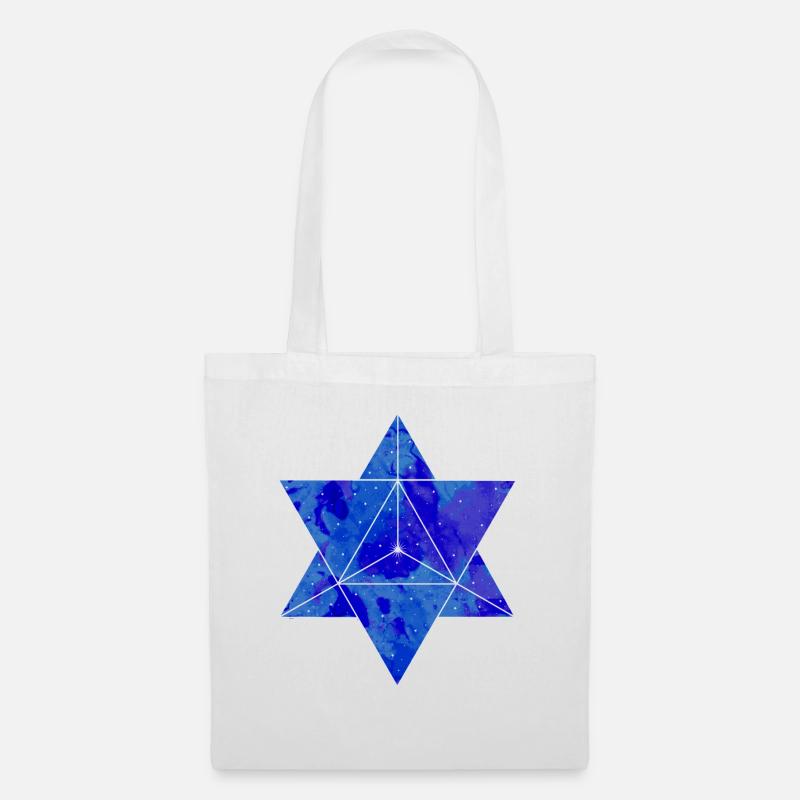 Merkaba - Nachtbild - Sterne - heilige Geometrie - Stoffbeutel - Weiß