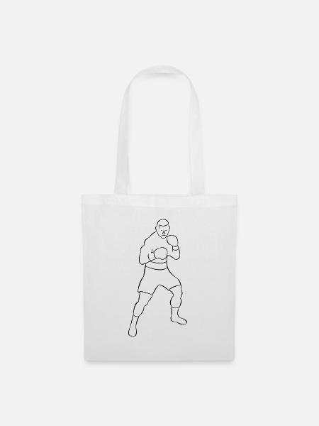Boxer gezeichnet - Stoffbeutel - Weiß