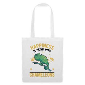 Le bonheur, c’est d’être avec des caméléons caméléon - Sac en tissu - blanc - Devant