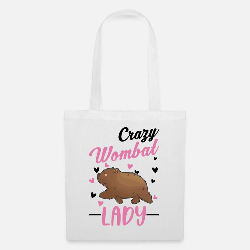 Crazy Wombat lady - Stoffbeutel - Weiß