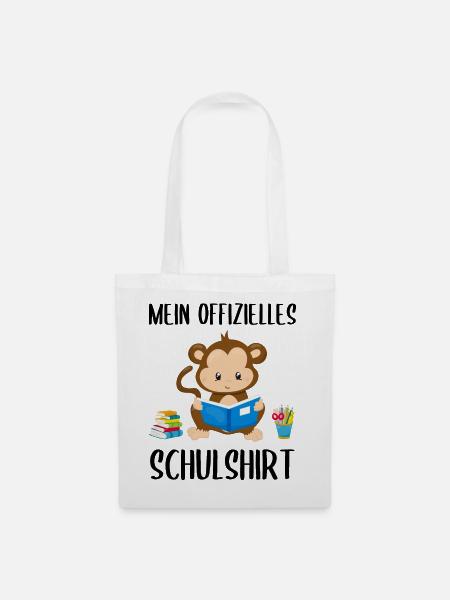 Affe Schulshirt Schulbeginn Schule Geschenk - Stoffbeutel - Weiß
