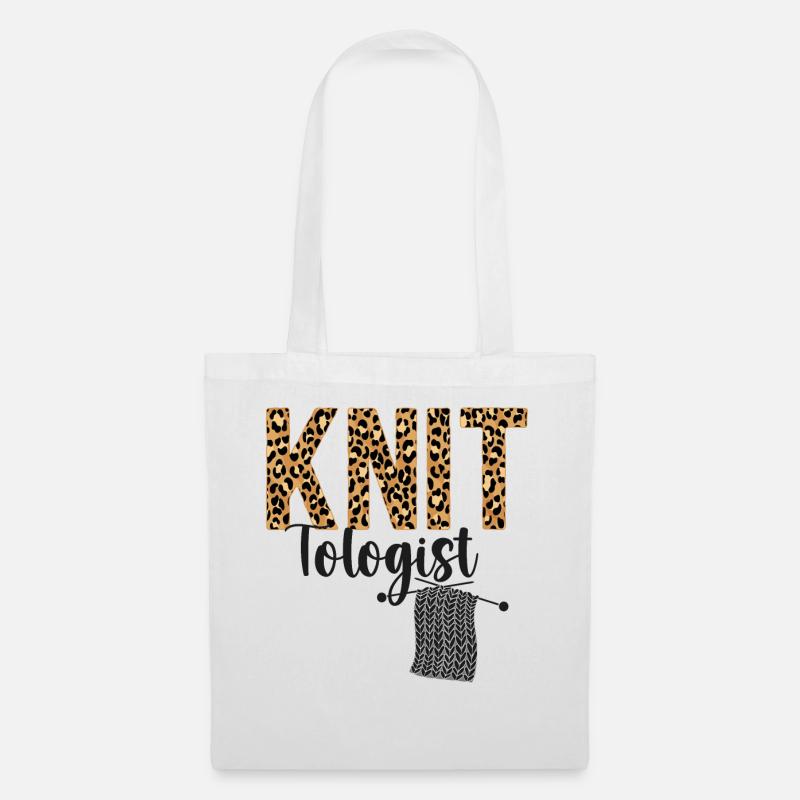 Knitting Knitter Leopard Cheetah - Stoffbeutel - Weiß