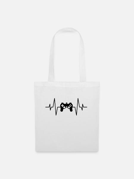 Gaming Controller Herzschlag - Stoffbeutel - Weiß