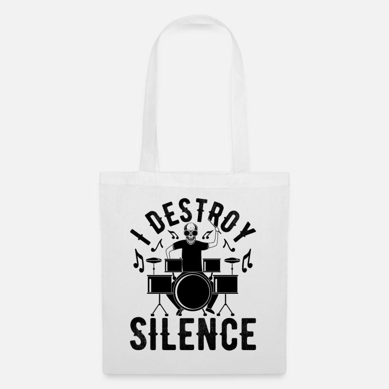 I Destroy The Silence Drums Set Drum Player - Stoffbeutel - Weiß