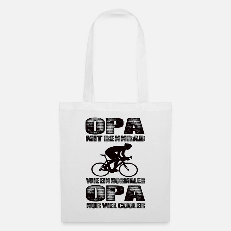 Opa Mit Rennrad Wie Ein Normaler Opa Nur Cooler - Stoffbeutel - Weiß
