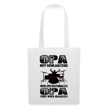 Opa Mit Schlagzeug Wie Ein Normaler Opa Nur Cool - Stoffbeutel - Weiß - Vorne