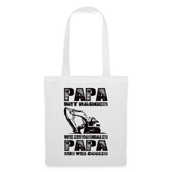 Papa Mit Bagger Wie Ein Normaler Papa Nur Cooler - Stoffbeutel - Weiß - Vorne