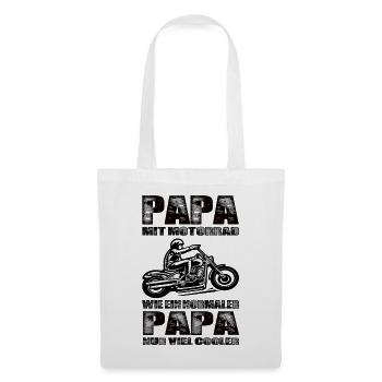 Papa Mit Motorrad Wie Ein Normaler Papa Nur Cooler - Stoffbeutel - Weiß - Vorne