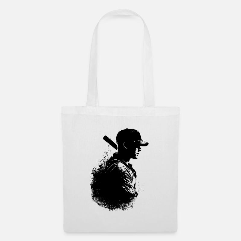 Baseball Spieler Silhouette - Stoffbeutel - Weiß