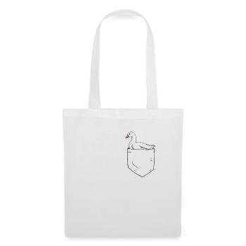Gänse in Brusttasche Gänsezüchter Gans - Stoffbeutel - Weiß - Vorne