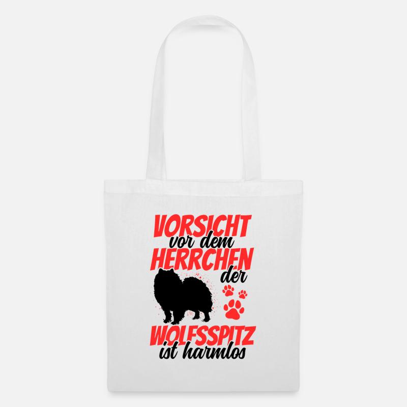 Vorsicht vor dem Wolfsspitz Deutscher Keeshond - Stoffbeutel - Weiß