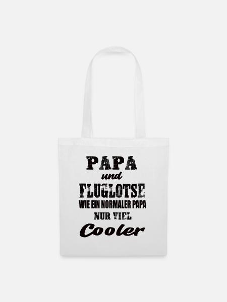 Papa und Fluglotse - Stoffbeutel - Weiß
