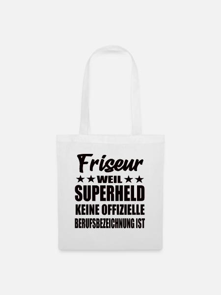 Friseur Superheld Spruch - Stoffbeutel - Weiß