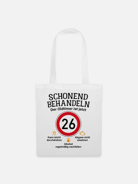 26. Geburtstag Schonend Behandeln Oldtimer Ist 26 - Stoffbeutel - Weiß