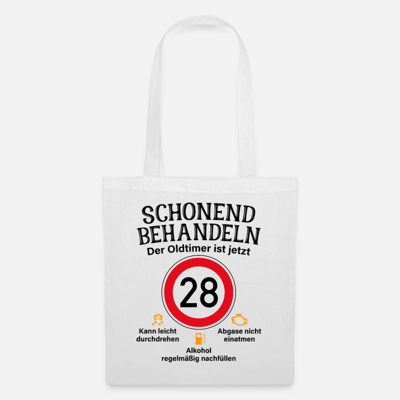 28. Geburtstag Schonend Behandeln Oldtimer Ist 28 - Stoffbeutel - Weiß