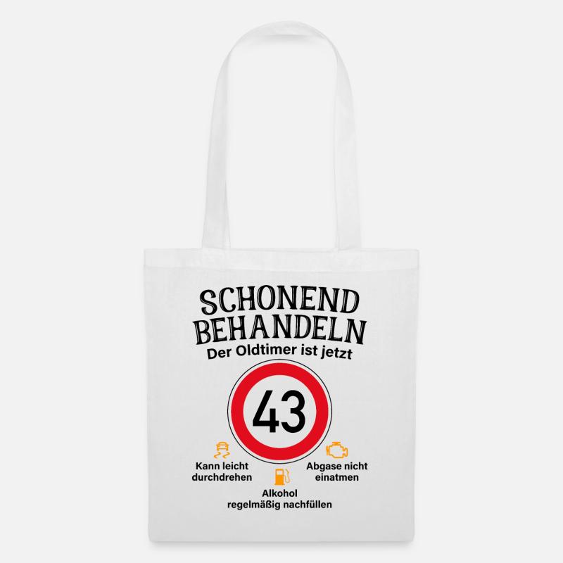 43. Geburtstag Schonend Behandeln Oldtimer Ist 43 - Stoffbeutel - Weiß