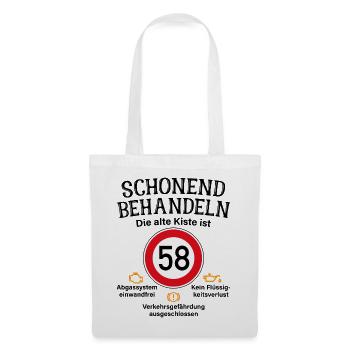 58. Geburtstag Schonend Behandeln 58 Alte Kiste 58 - Stoffbeutel - Weiß - Vorne