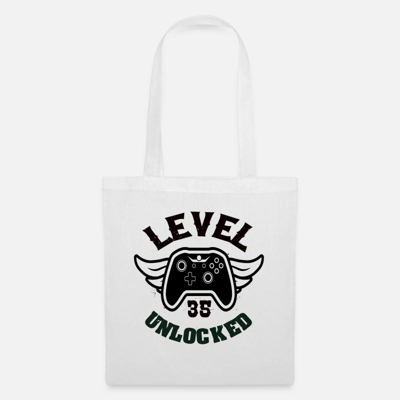 Level 35 Unlocked 35 Geburtstag - Stoffbeutel - Weiß