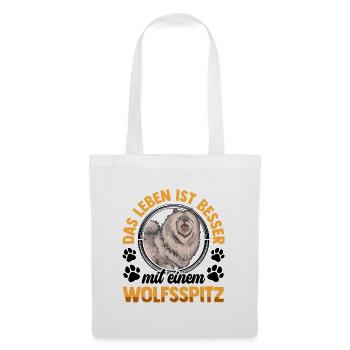 Leben mit Wolfsspitz Deutscher Keeshond - Stoffbeutel - Weiß - Vorne